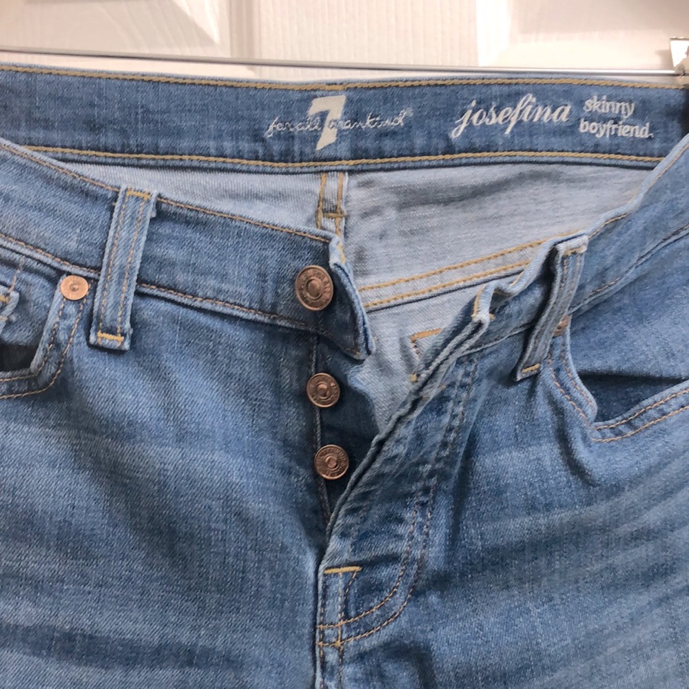 7 For All Mankind Josefina Light Blue Skinny Boyfriend Jeans
